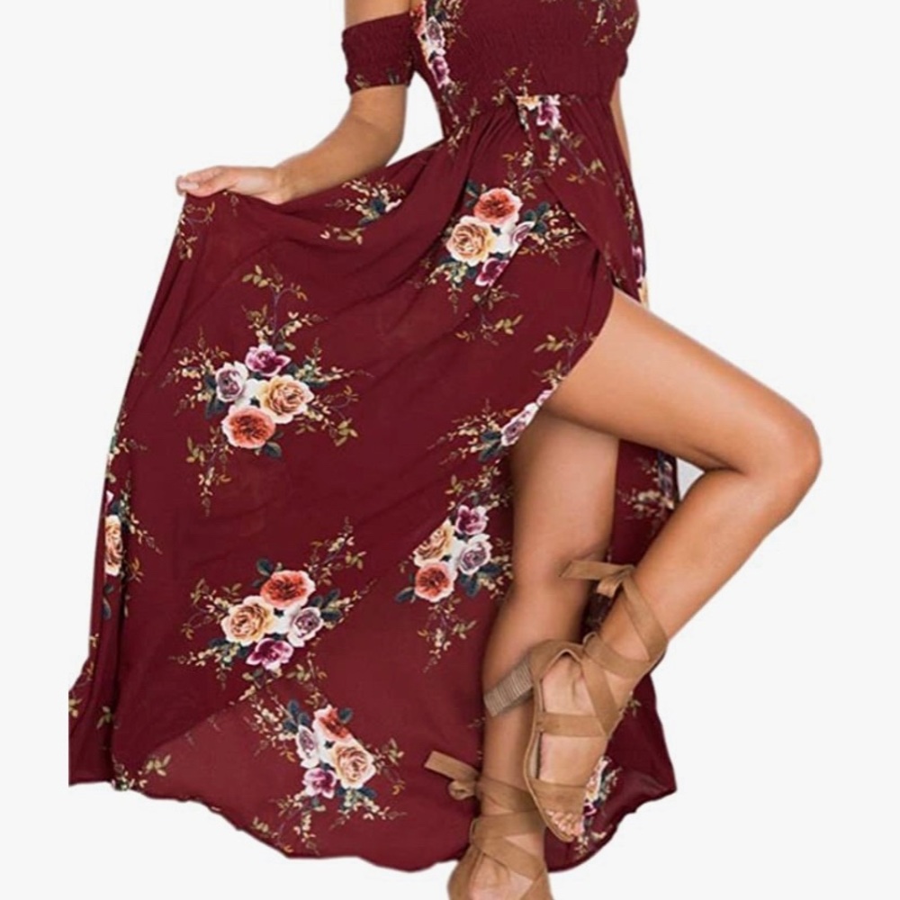 Off shoulder split dress